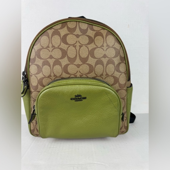Coach Tan and Green Monogram Backpack - Picture 1 of 11